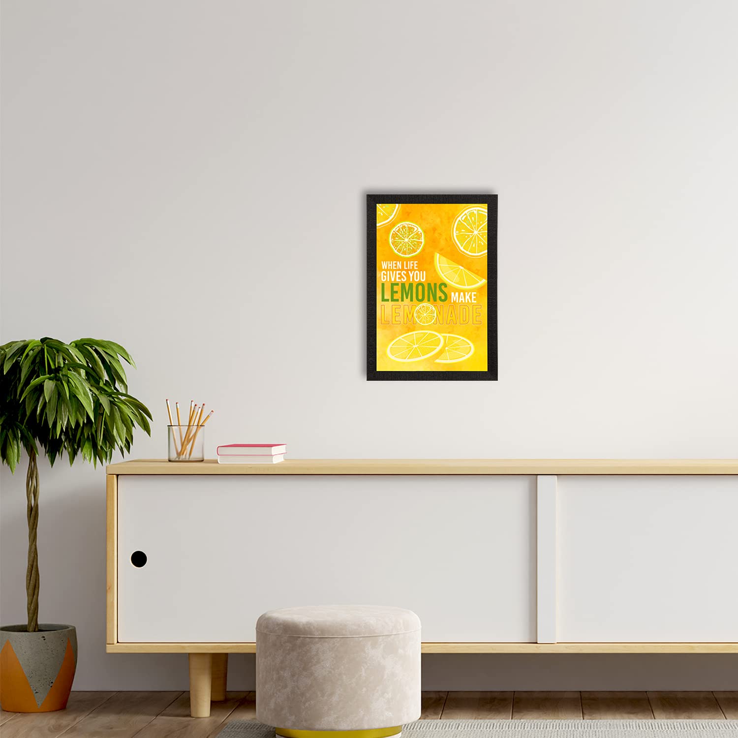eCraftIndia When Life Gives You Lemons Make Lemonade Motivational Quote Satin Matt Texture UV Art Painting